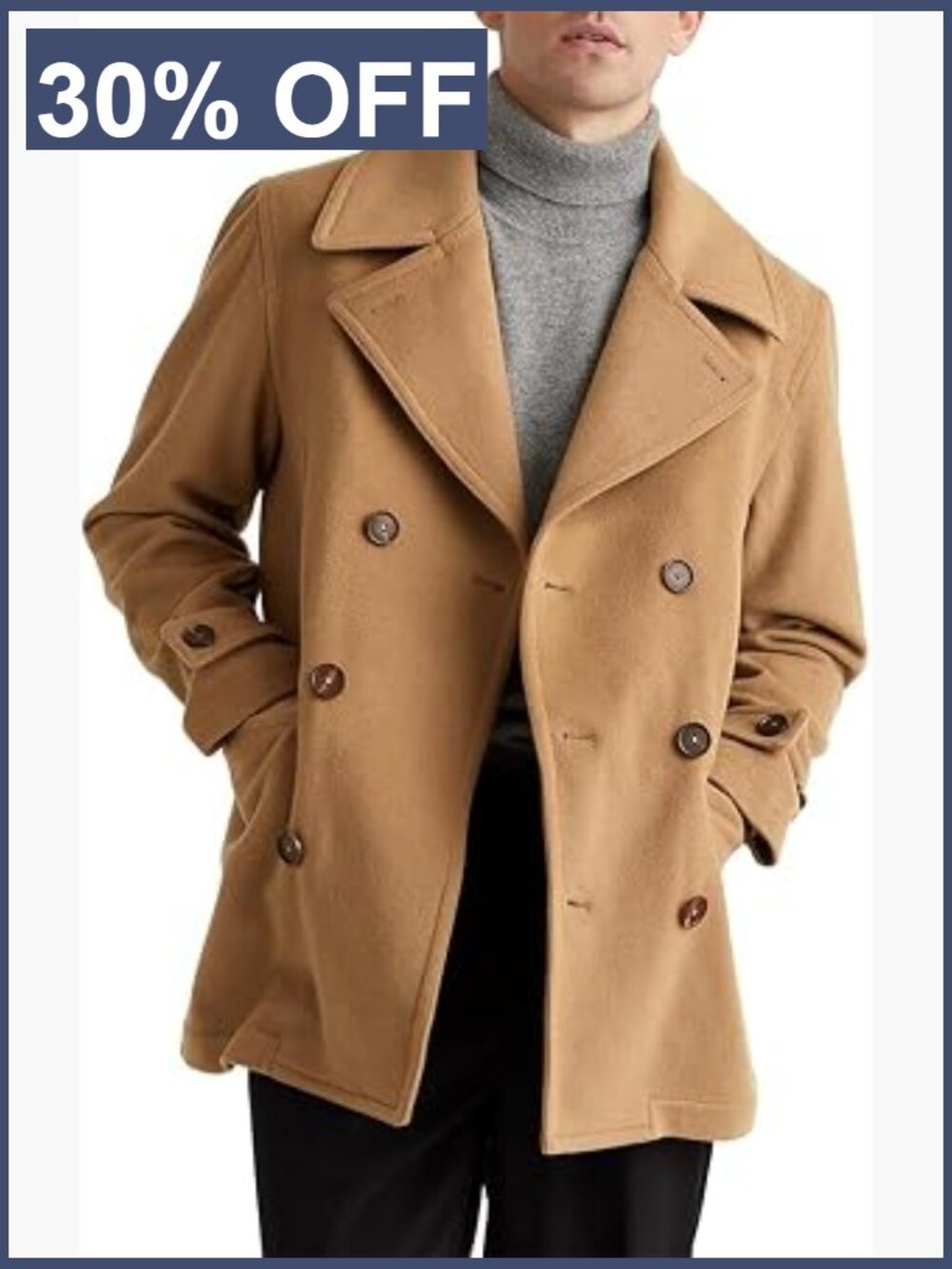 Men's Double Breasted Wool Trench Coat Peacoat Winter Jacket